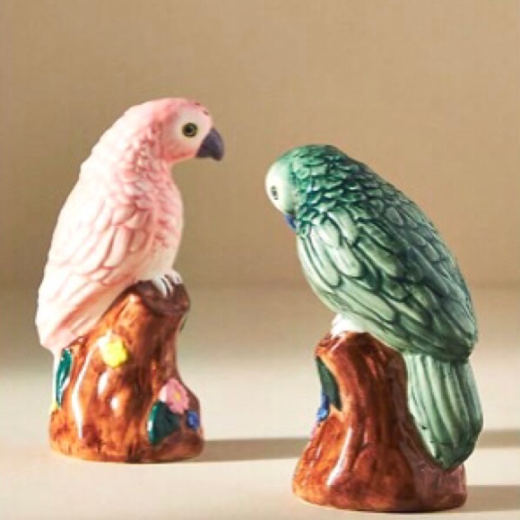 Anthropologie Handpainted Glazed Stoneware Salt and Pepper Shakers Birds NIB NWT - Picture 12 of 12